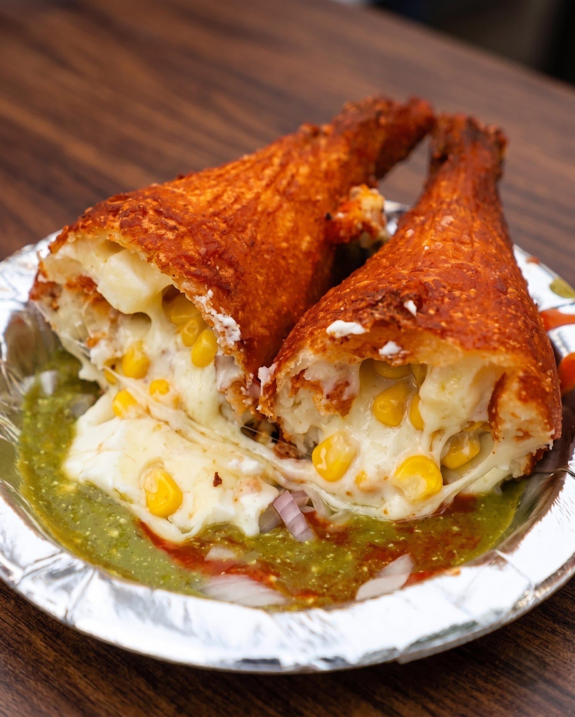 Cheese Ke Sholay with molten cheese and corn